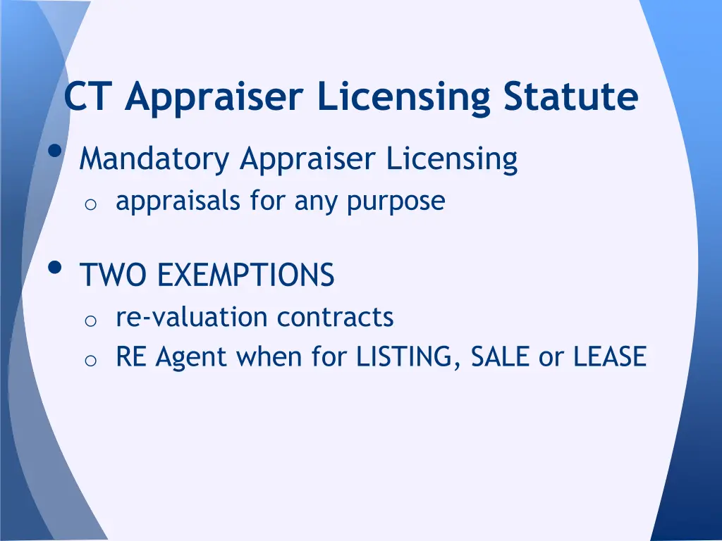 ct appraiser licensing statute 1