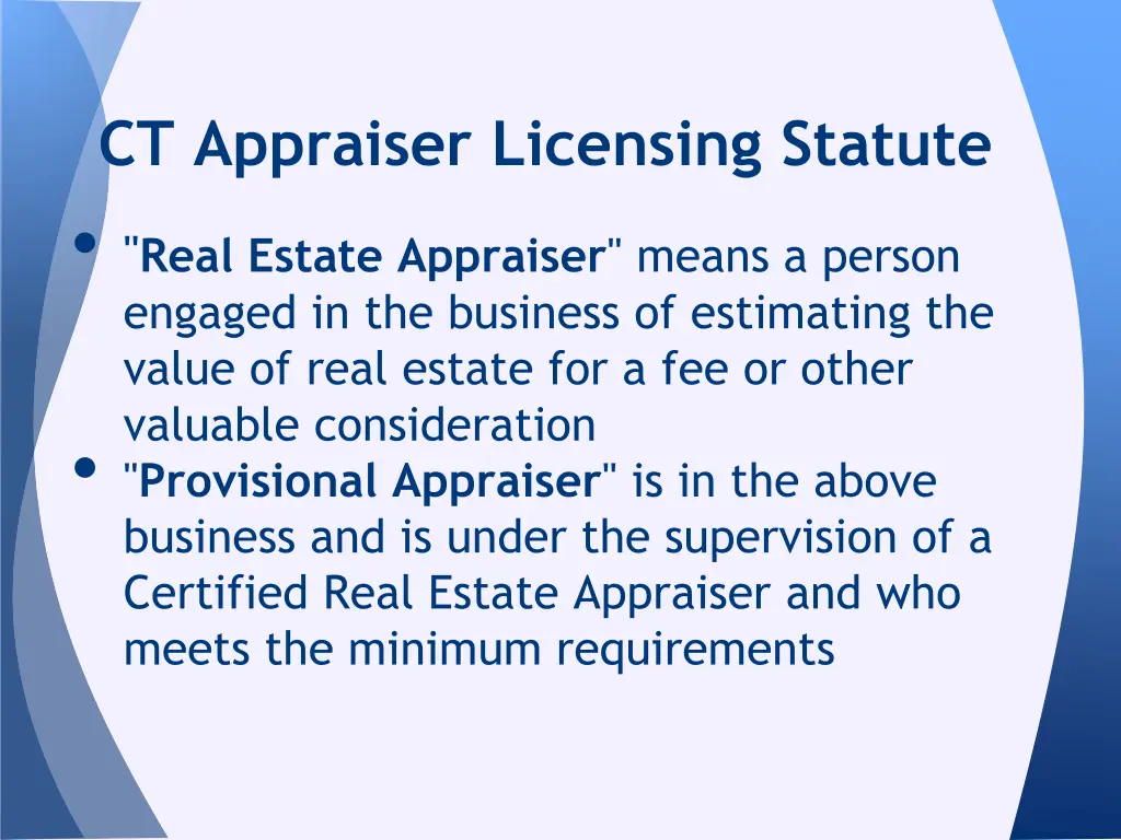 ct appraiser licensing statute