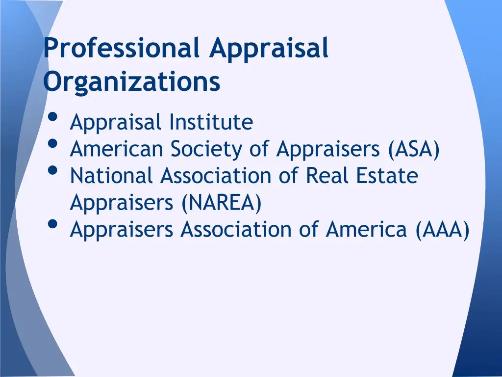 professional appraisal organizations
