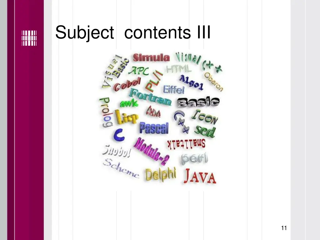 subject contents iii