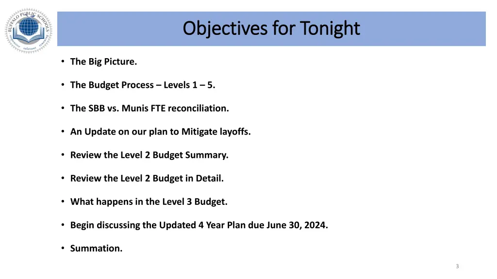 objectives for tonight objectives for tonight