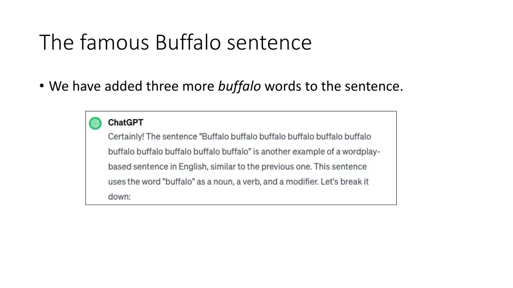 the famous buffalo sentence 8