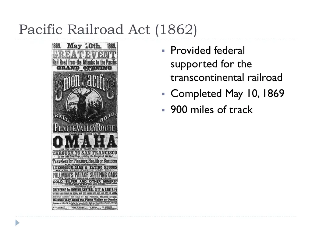 pacific railroad act 1862