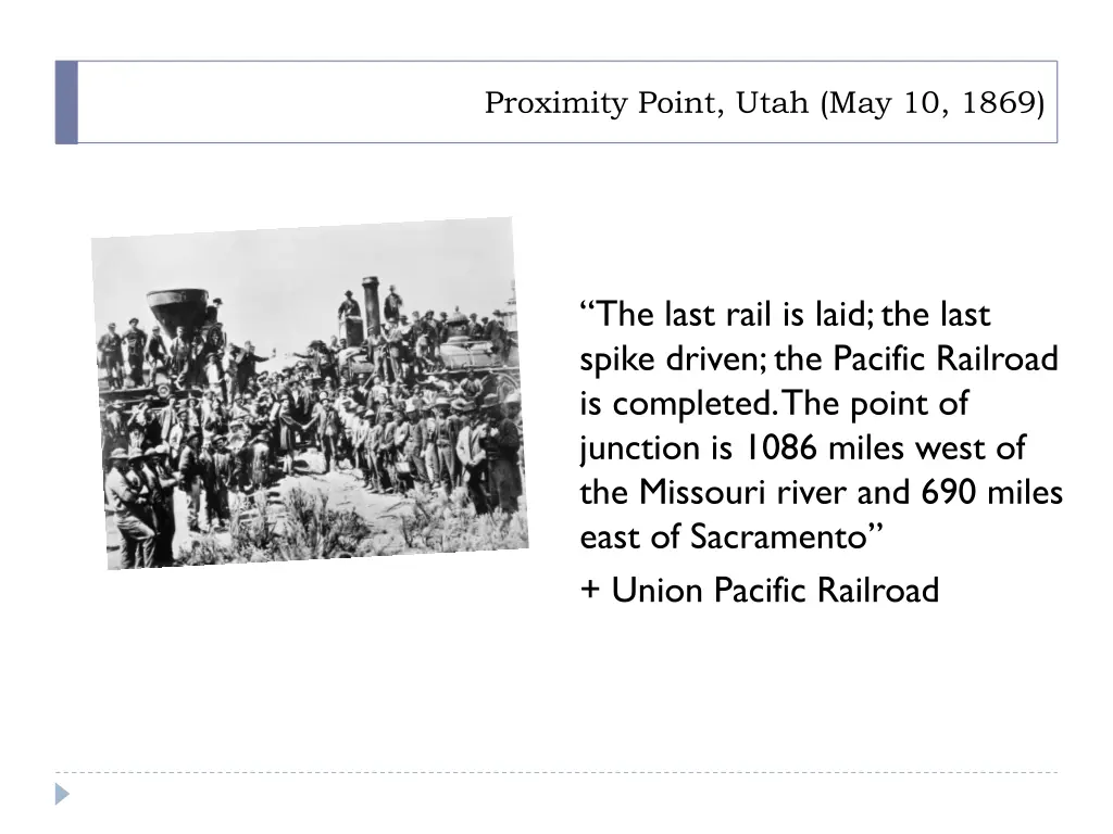 proximity point utah may 10 1869