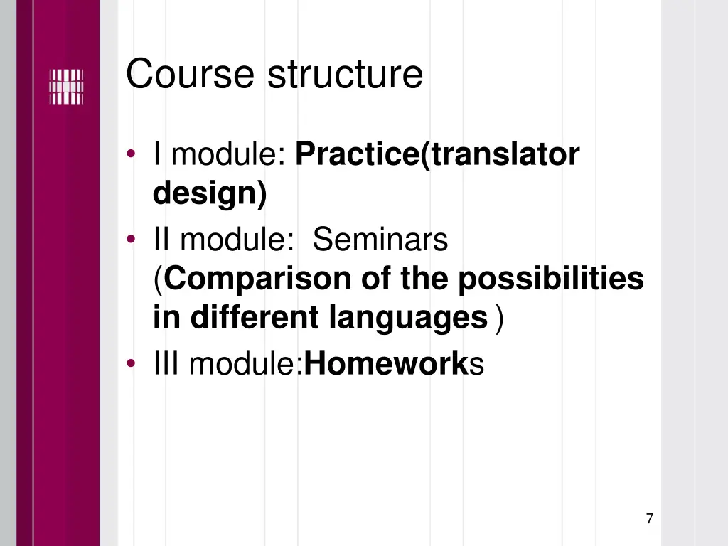 course structure