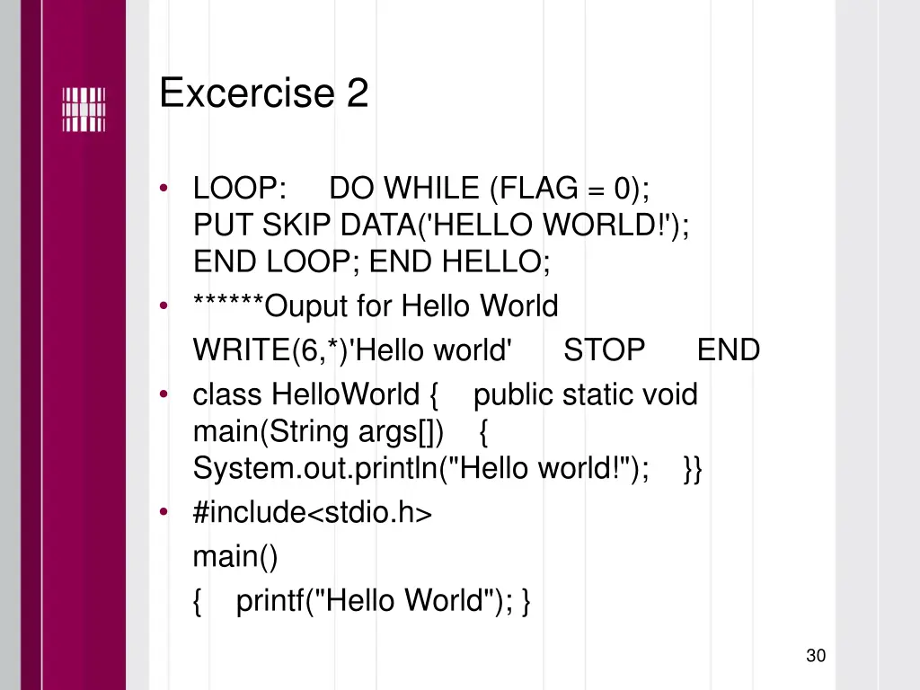 excercise 2