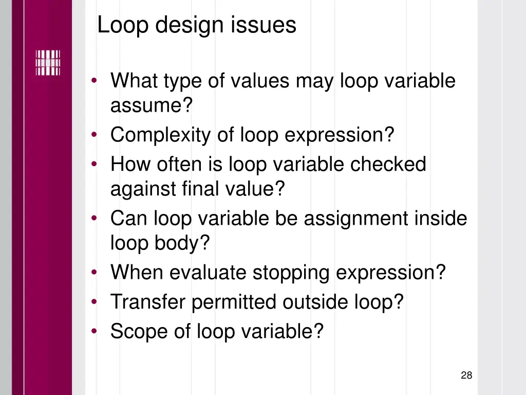 loop design issues