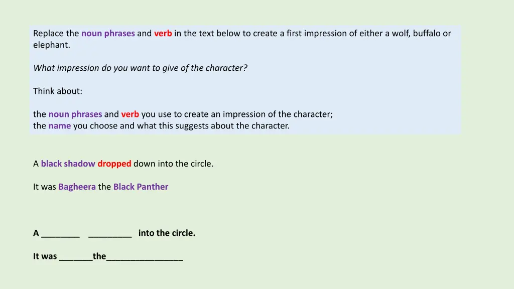 replace the noun phrases and verb in the text