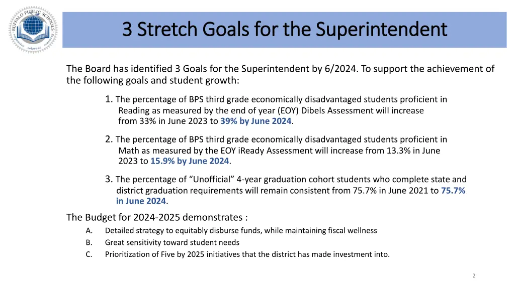 3 stretch goals for the superintendent 3 stretch