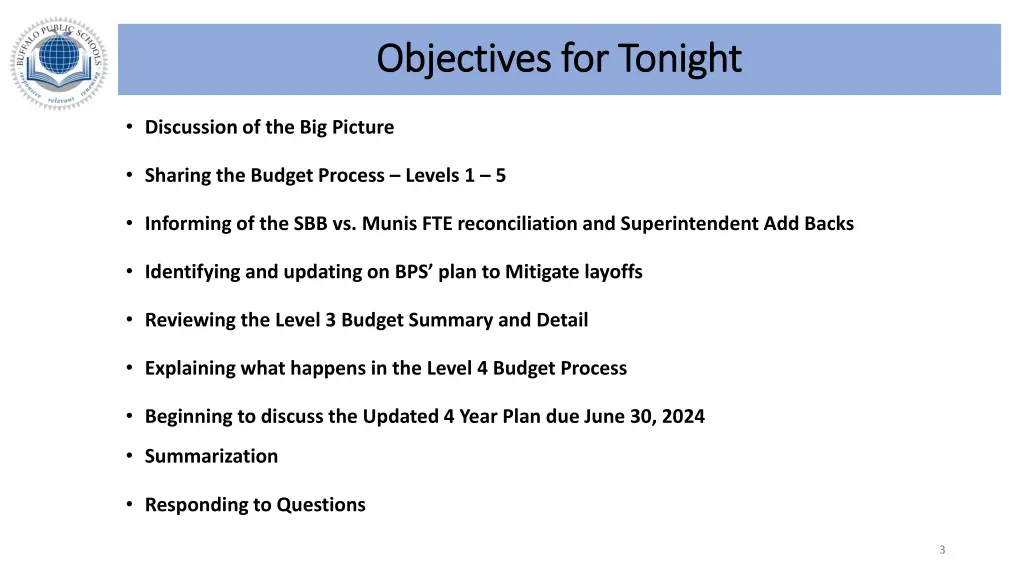 objectives for tonight objectives for tonight
