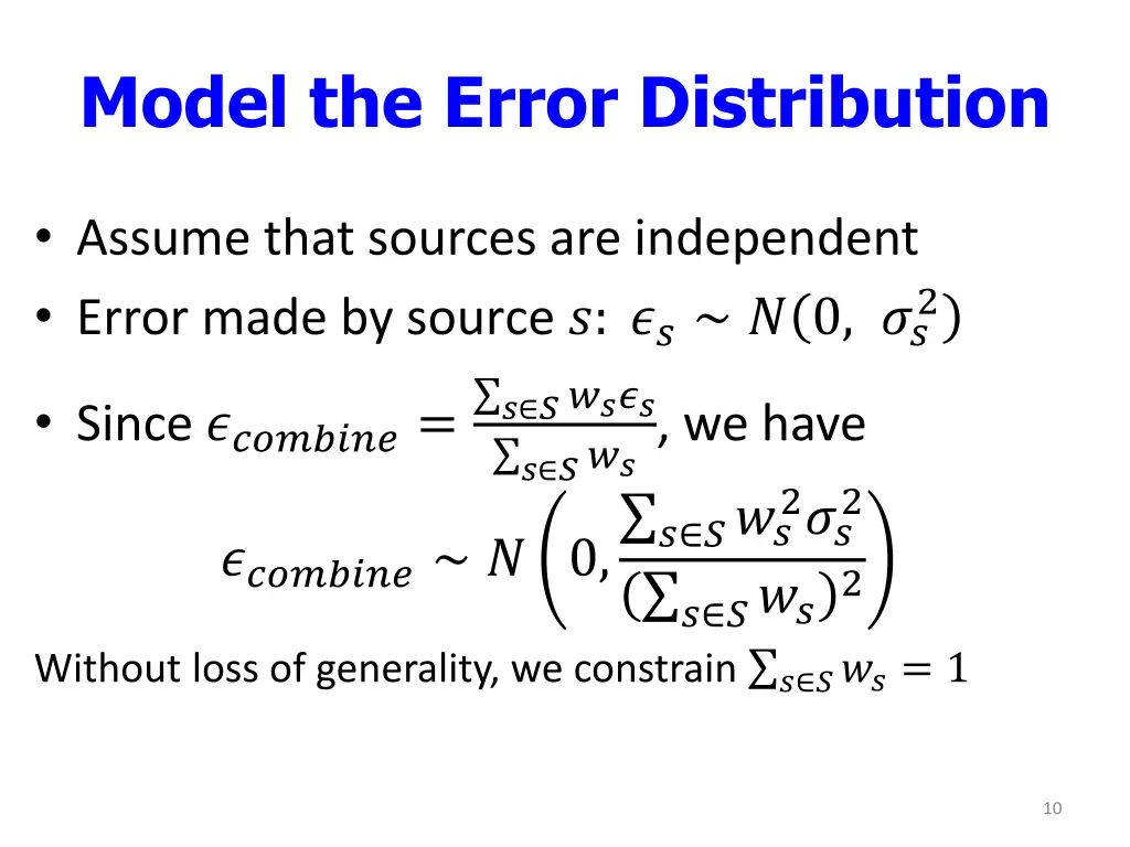 model the error distribution