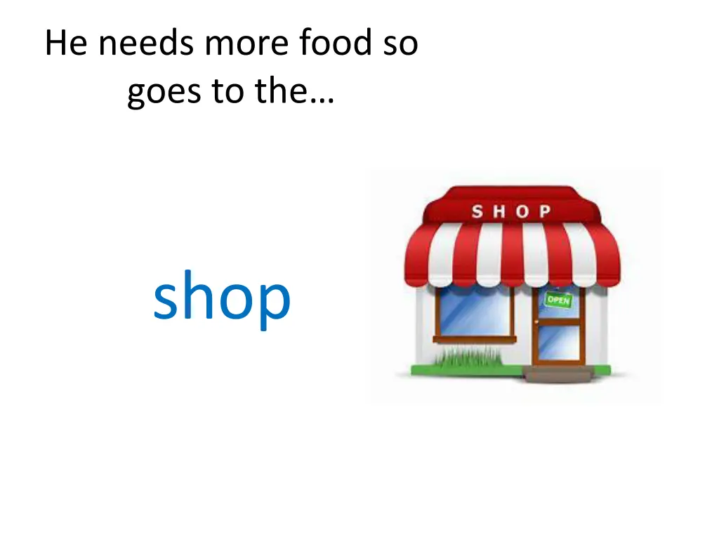 he needs more food so goes to the
