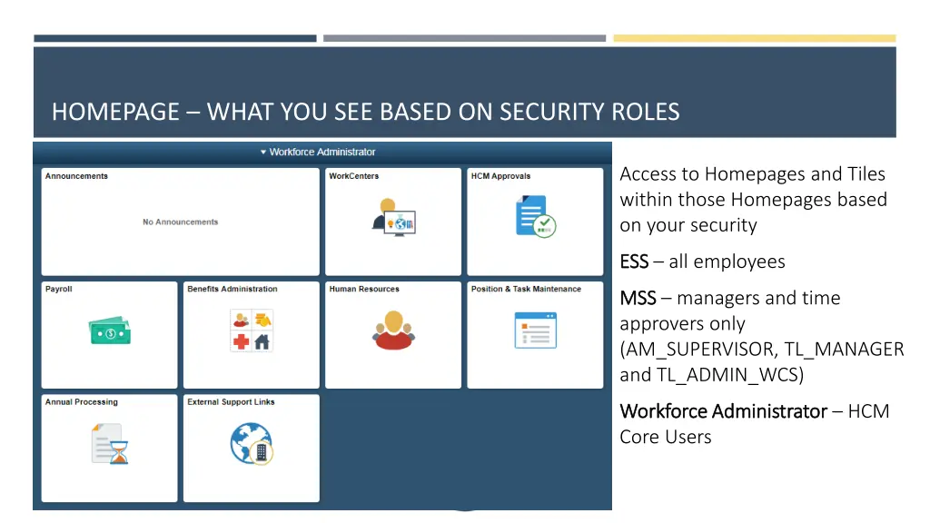 homepage what you see based on security roles