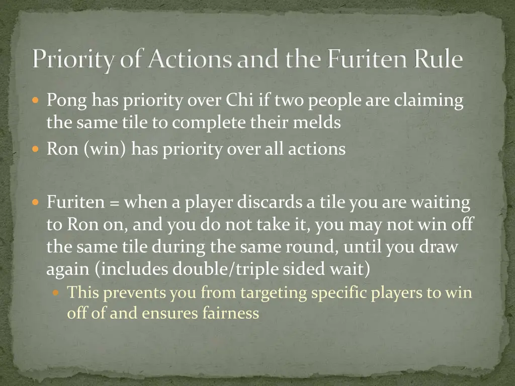 priority of actions and the furitenrule