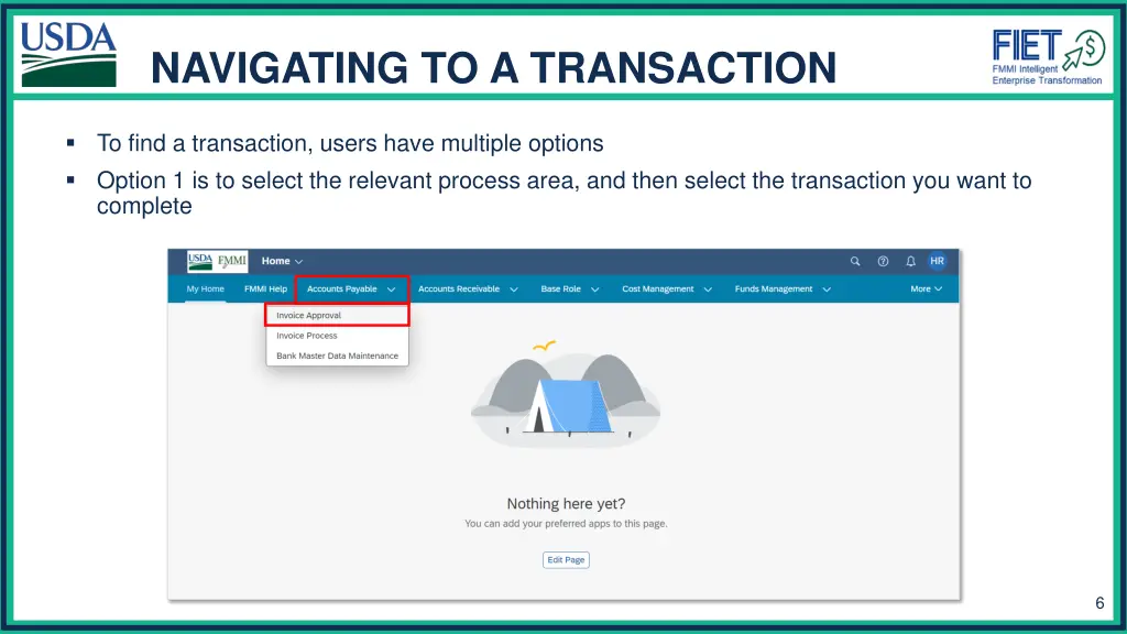 navigating to a transaction