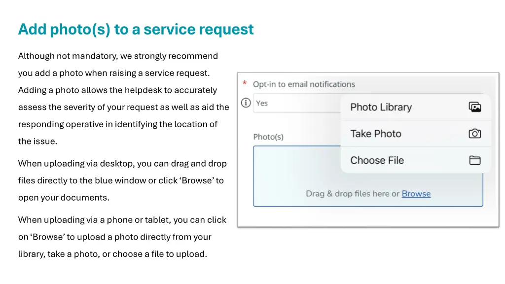 add photo s to a service request