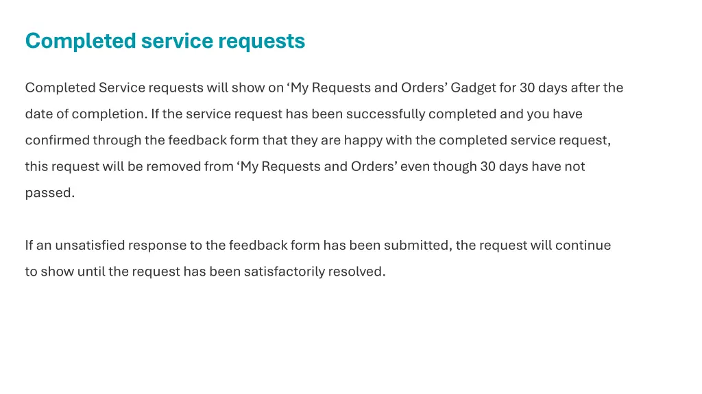 completed service requests