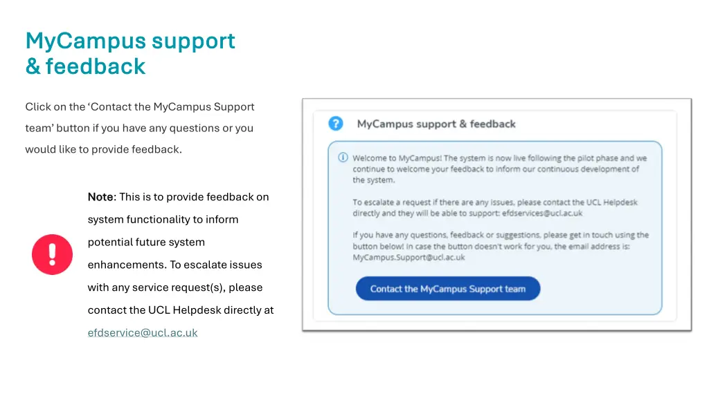 mycampus support mycampus support feedback