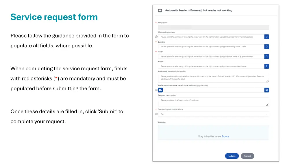 service request form