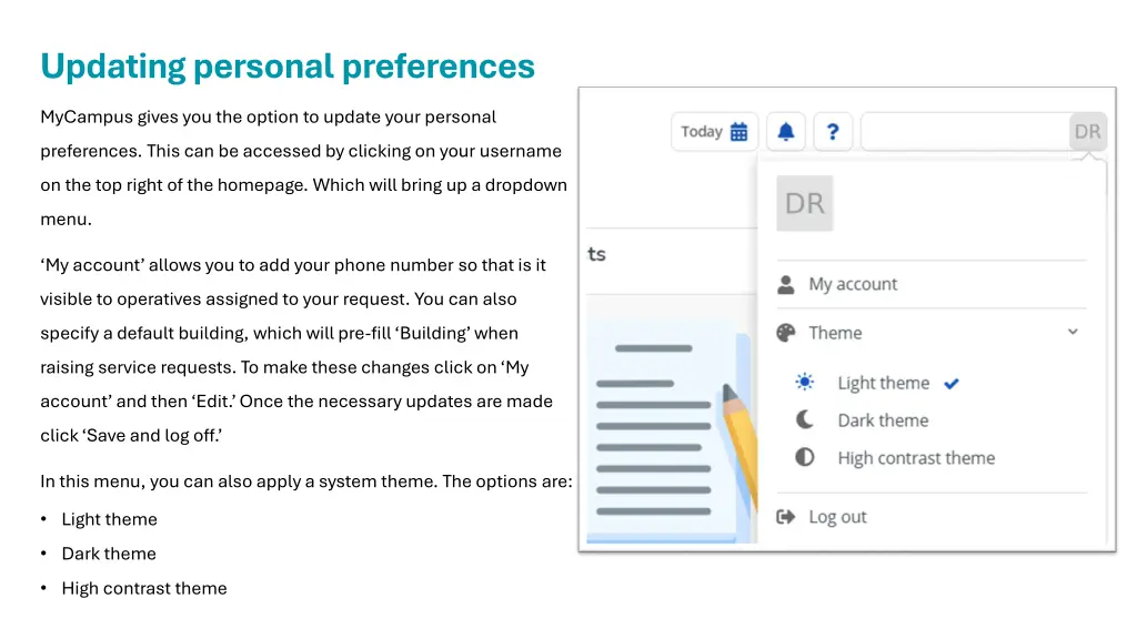 updating personal preferences