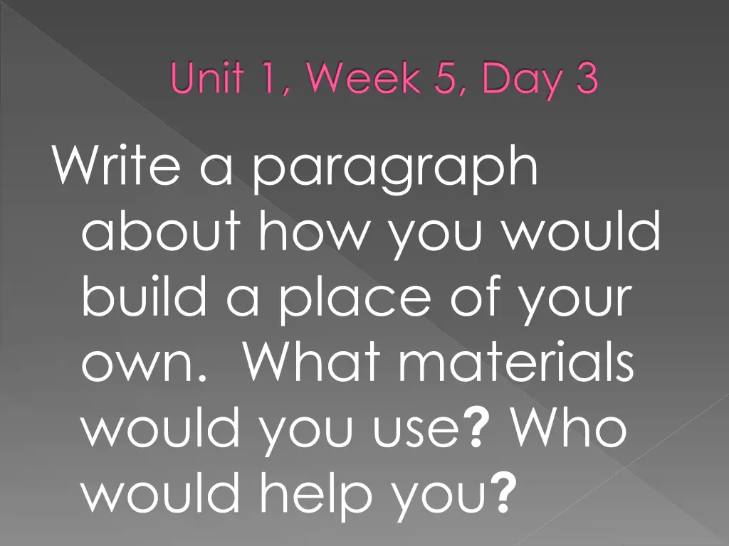 unit 1 week 5 day 3 write a paragraph about