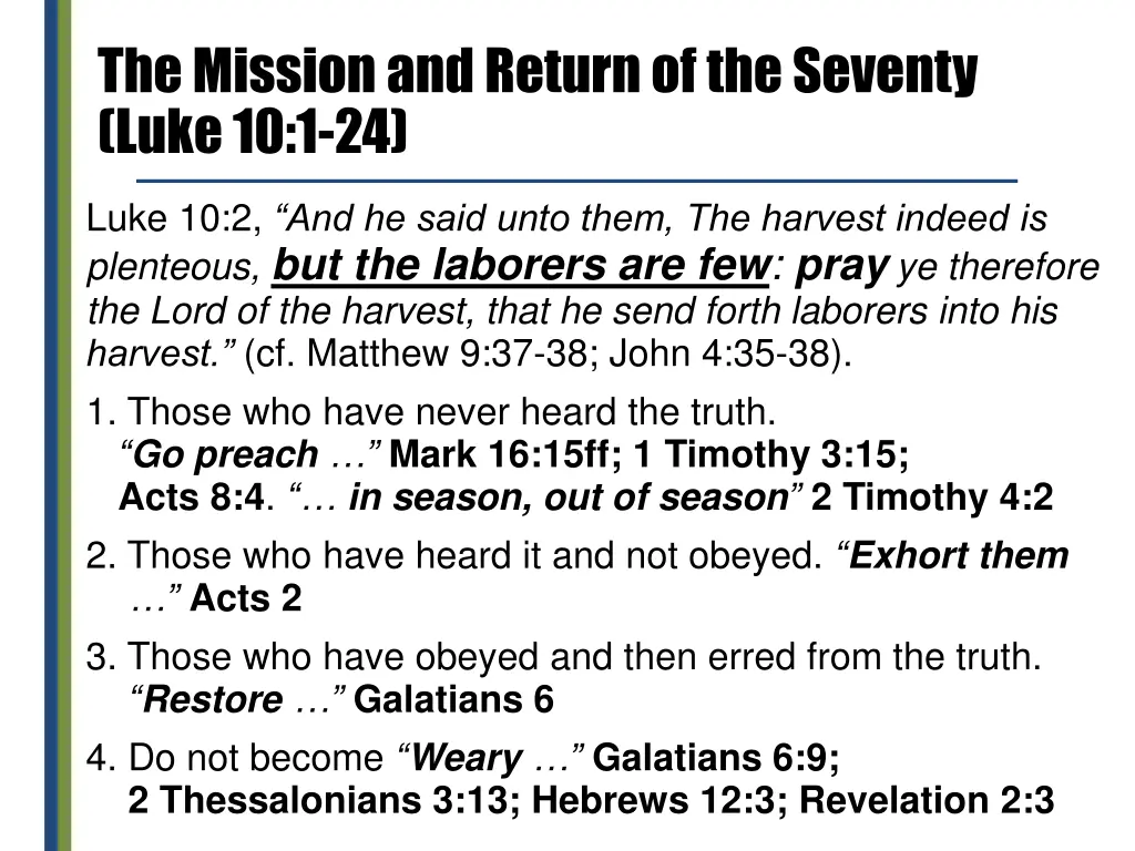 the mission and return of the seventy luke 10 1 24