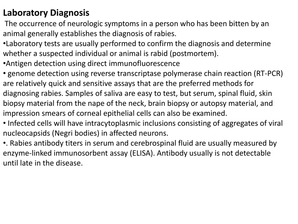 laboratory diagnosis the occurrence of neurologic