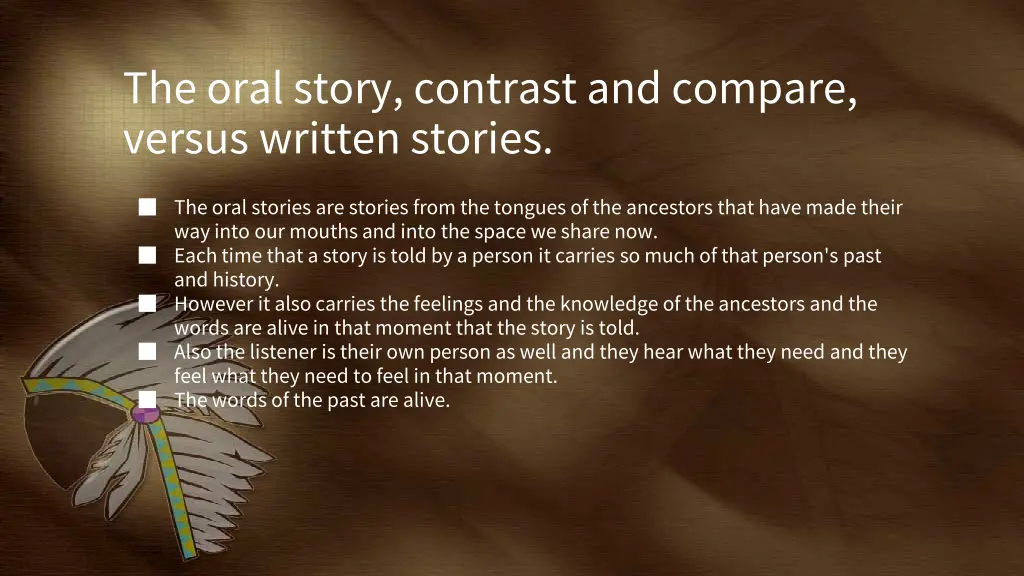 the oral story contrast and compare versus