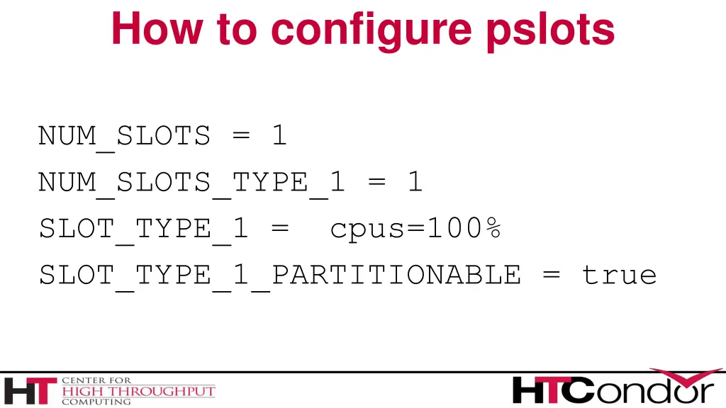 how to configure pslots