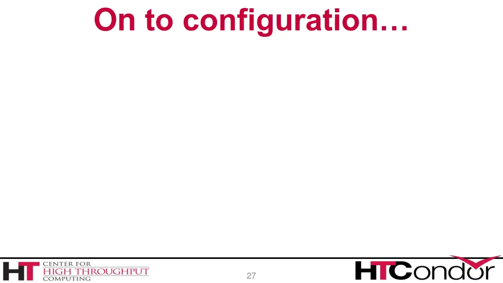 on to configuration