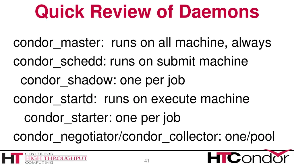quick review of daemons