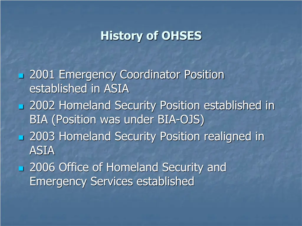 history of ohses