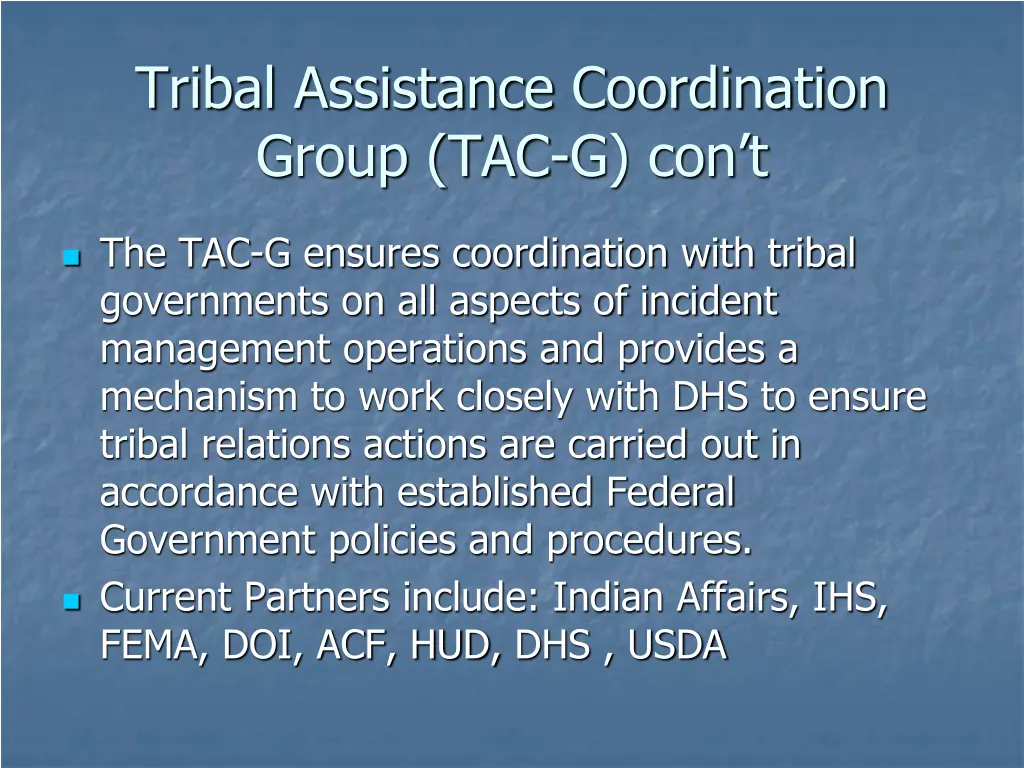 tribal assistance coordination group tac g con t