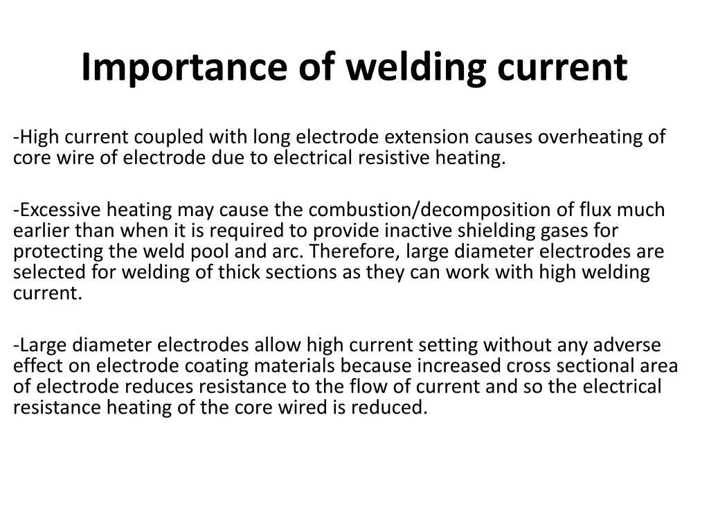importance of welding current