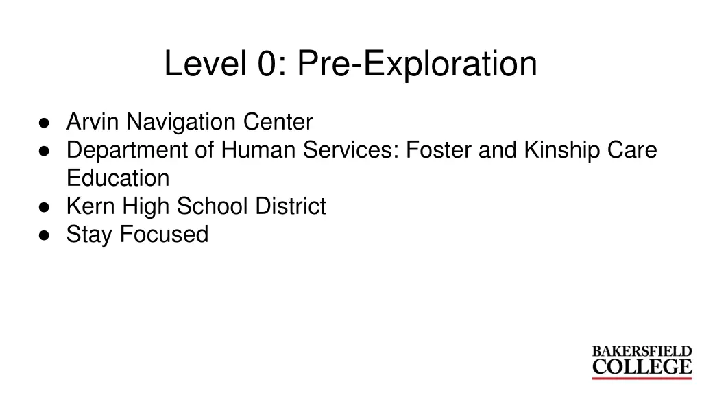 level 0 pre exploration