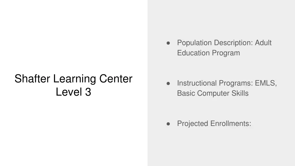 population description adult education program