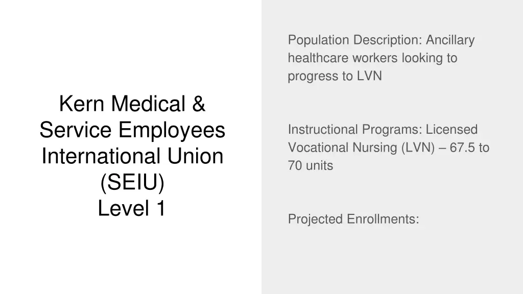 population description ancillary healthcare