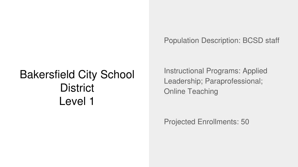 population description bcsd staff