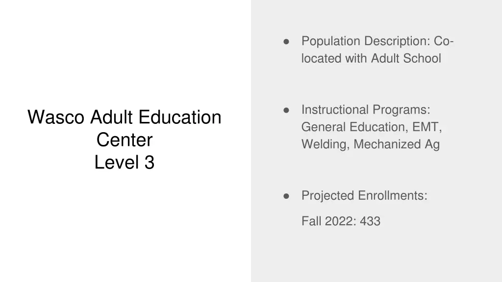 population description co located with adult