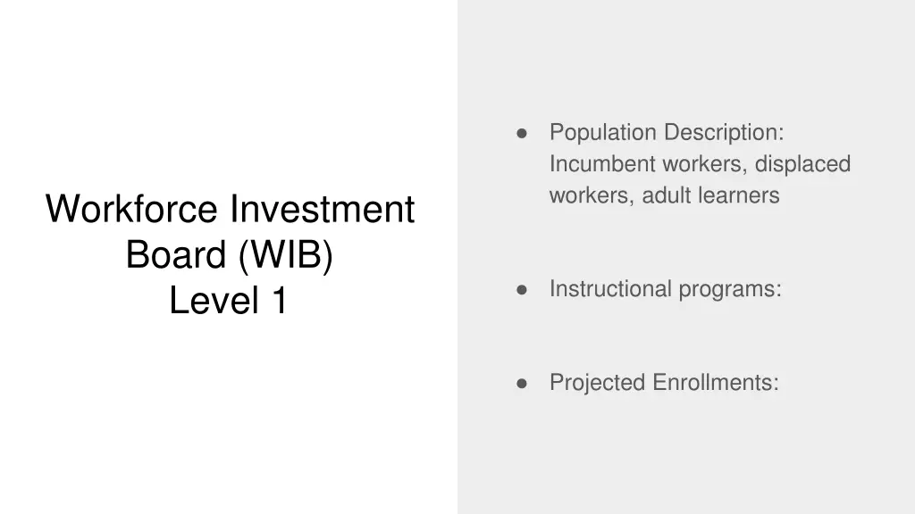 population description incumbent workers