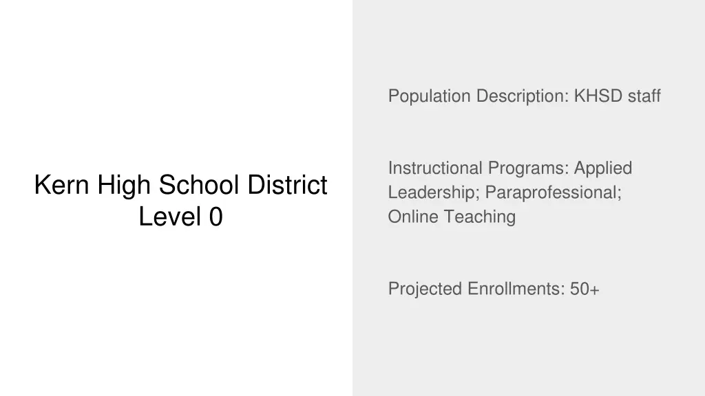 population description khsd staff