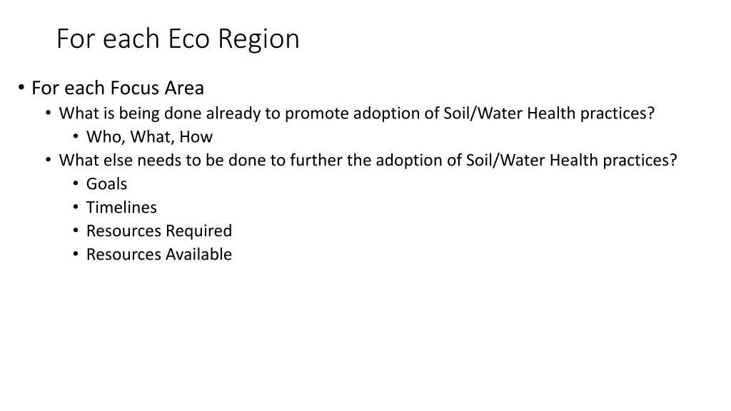 for each eco region