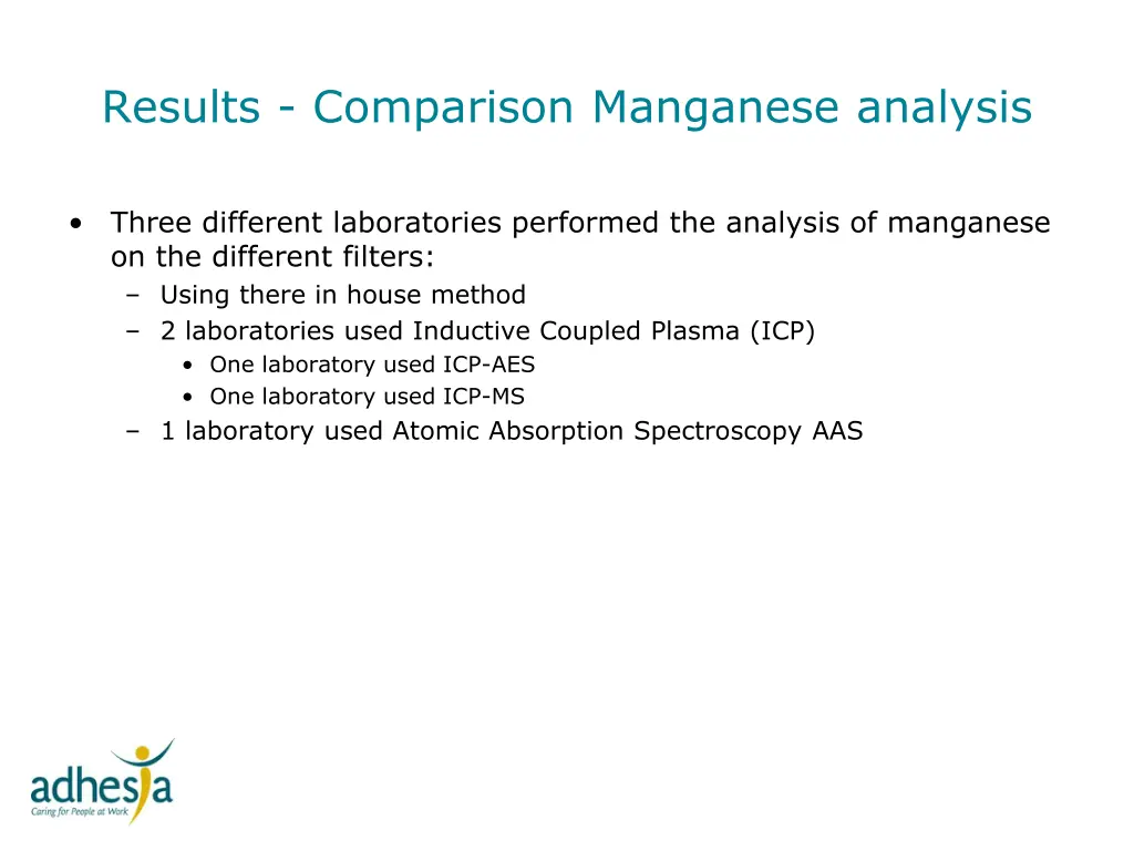 results comparison manganese analysis