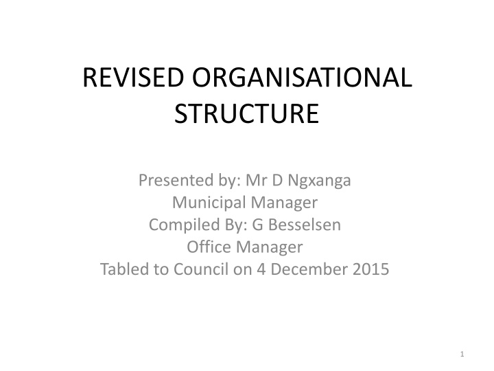 revised organisational structure