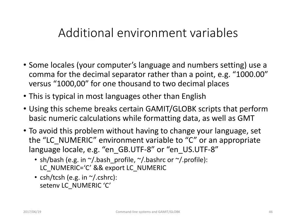 additional environment variables