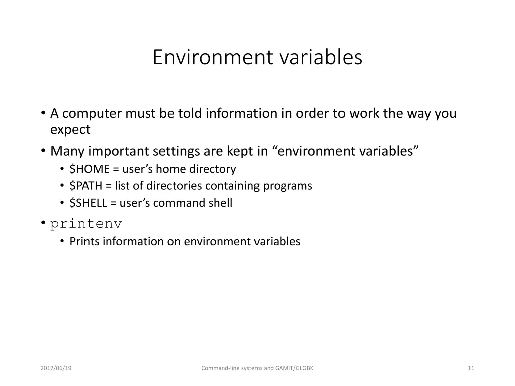environment variables