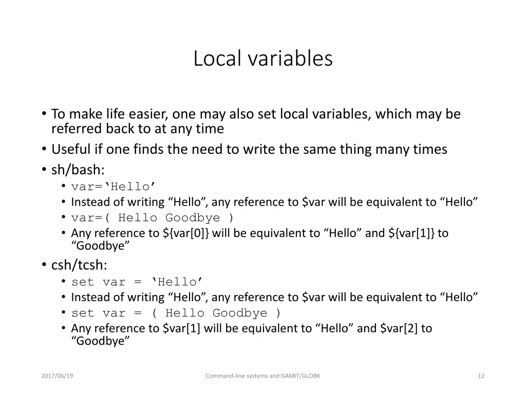 local variables