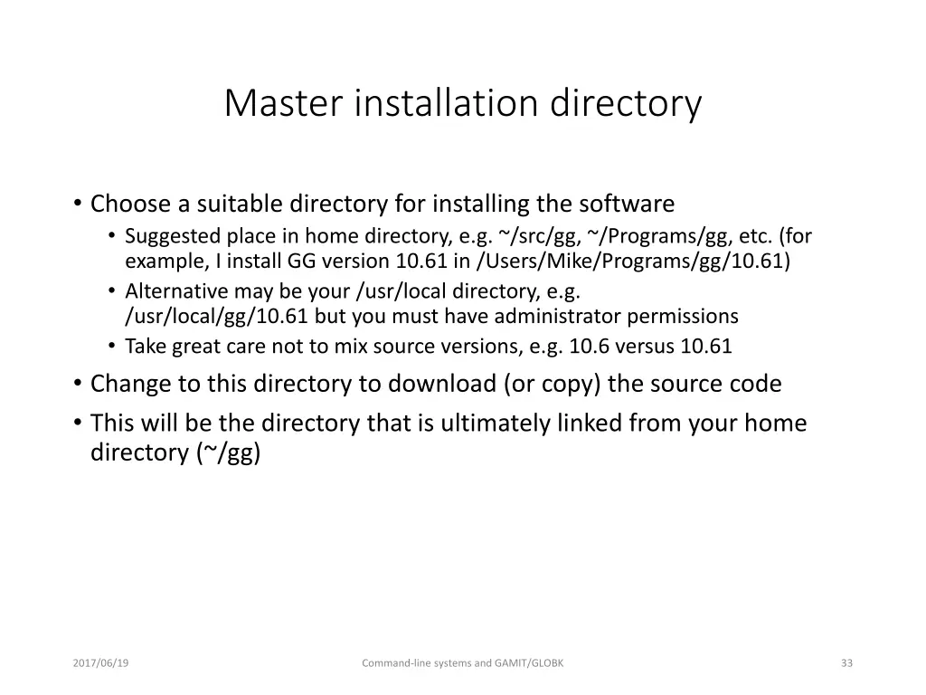 master installation directory 1