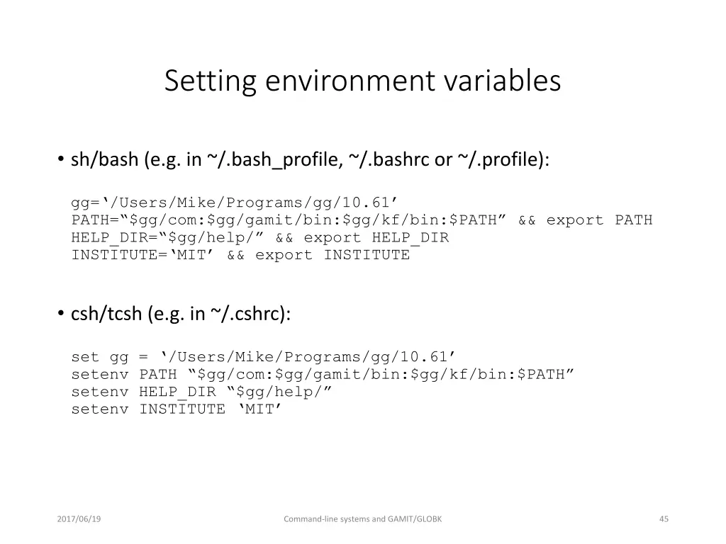 setting environment variables