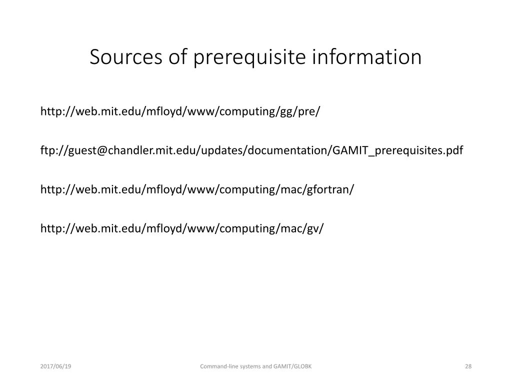 sources of prerequisite information